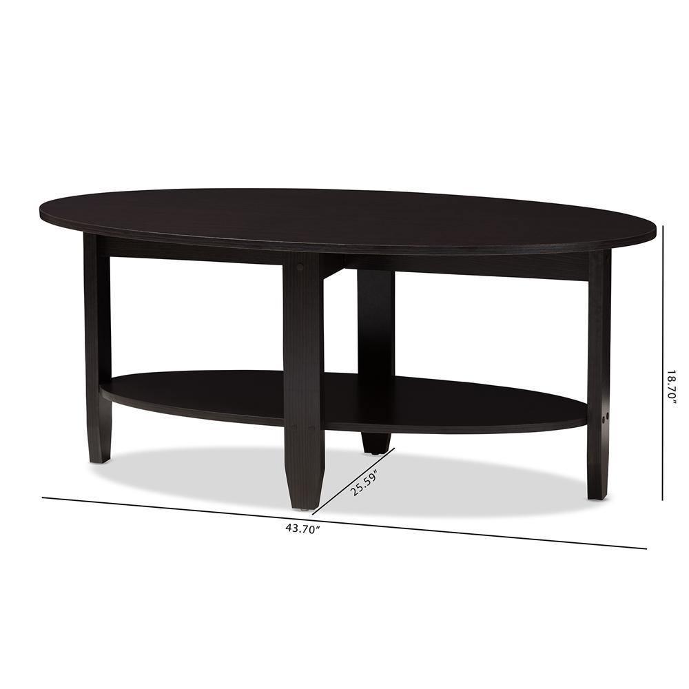 Ancelina Modern and Contemporary Wenge Brown Finished Coffee Table FredCo