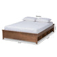 Anders Traditional and Rustic Ash Walnut Brown Finished Wood Queen Size Platform Storage Bed Frame with Built-In Shelves FredCo