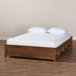 Anders Traditional and Rustic Ash Walnut Brown Finished Wood Queen Size Platform Storage Bed Frame with Built-In Shelves FredCo