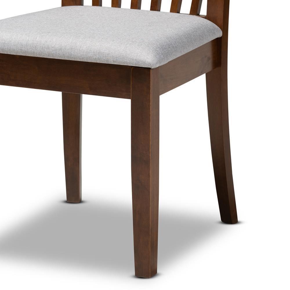 Andi Modern and Contemporary Grey Fabric Upholstered and Walnut Brown Finished Wood 5-Piece Dining Set FredCo