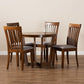 Andi Modern and Contemporary Grey Fabric Upholstered and Walnut Brown Finished Wood 5-Piece Dining Set FredCo