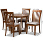 Andi Modern and Contemporary Grey Fabric Upholstered and Walnut Brown Finished Wood 5-Piece Dining Set FredCo
