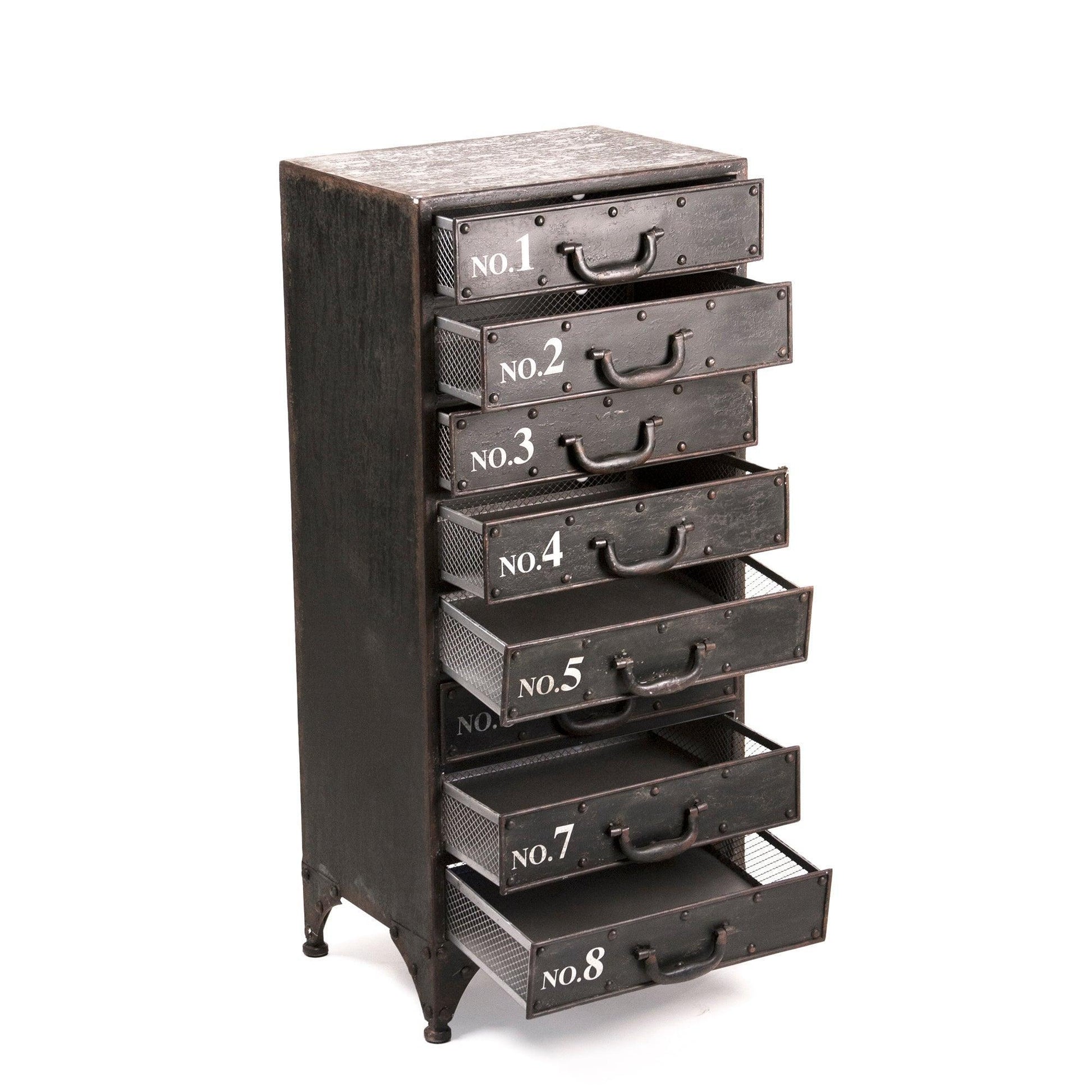 Andre Rustic Iron Cabinet, 8 Drawers FredCo