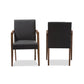 Andrea Mid-Century Modern Dark Grey Upholstered Wooden Armchair (Set of 2) FredCo
