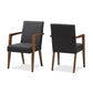 Andrea Mid-Century Modern Dark Grey Upholstered Wooden Armchair (Set of 2) FredCo