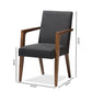 Andrea Mid-Century Modern Dark Grey Upholstered Wooden Armchair (Set of 2) FredCo