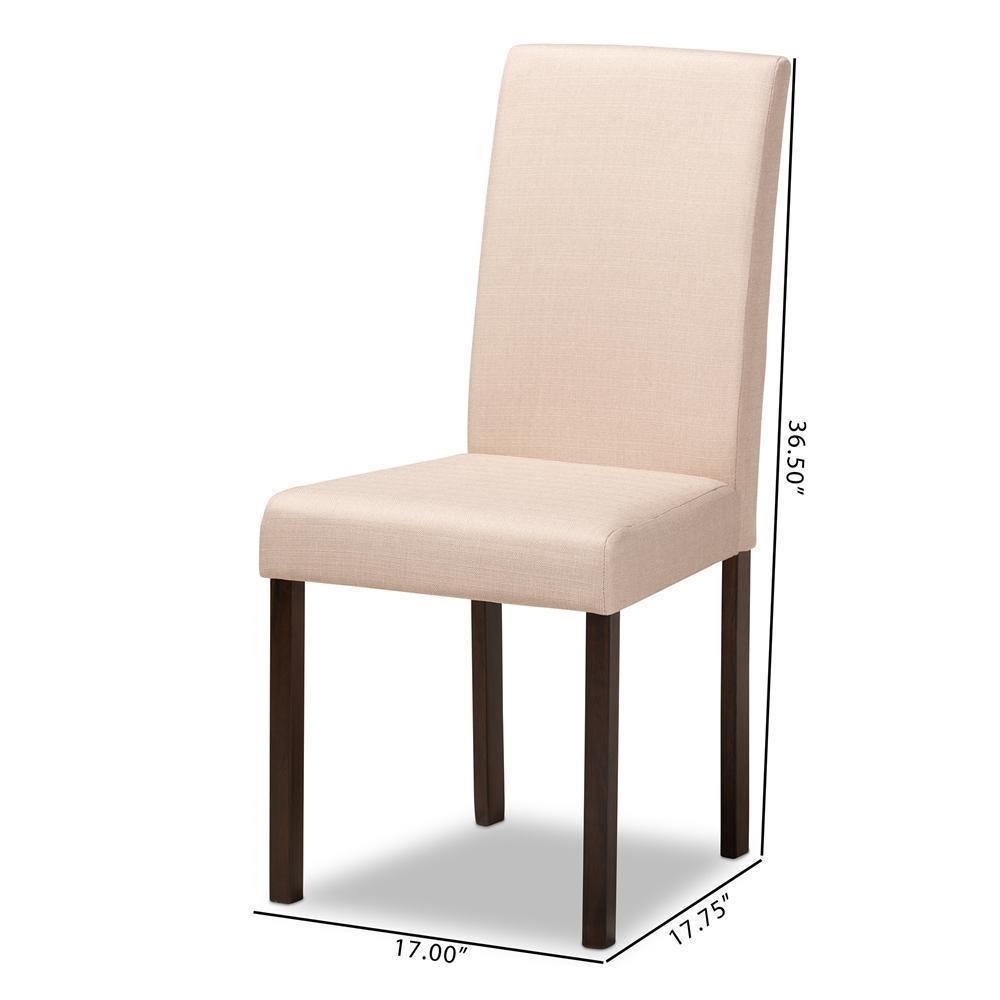 Andrew Contemporary Espresso Wood Beige Fabric Dining Chair (Set of 4) FredCo