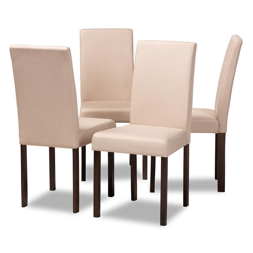 Andrew Contemporary Espresso Wood Beige Fabric Dining Chair (Set of 4) FredCo