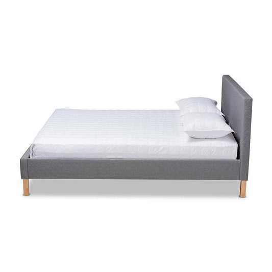 Aneta Modern and Contemporary Grey Fabric Upholstered King Size Platform Bed FredCo