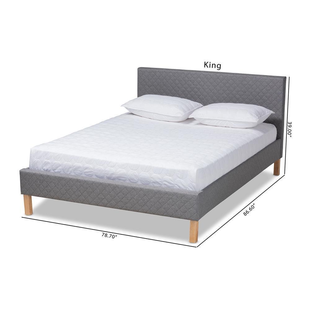 Aneta Modern and Contemporary Grey Fabric Upholstered King Size Platform Bed FredCo