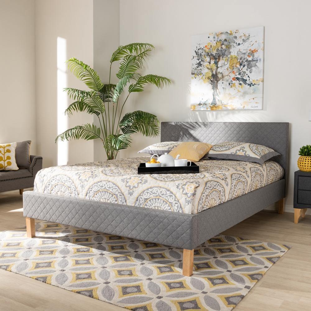 Aneta Modern and Contemporary Grey Fabric Upholstered Queen Size Platform Bed FredCo
