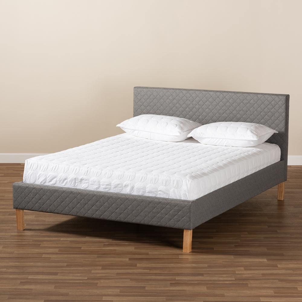 Aneta Modern and Contemporary Grey Fabric Upholstered Queen Size Platform Bed FredCo