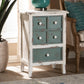 Angeline Antique French Country Cottage Distressed White and Teal Finished Wood 5-Drawer Storage Cabinet FredCo
