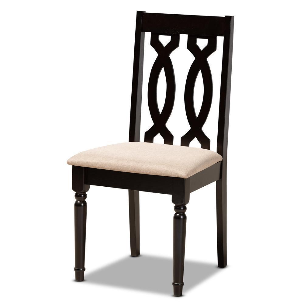 Anise Modern and Contemporary Sand Fabric Upholstered and Dark Brown Finished Wood 5-Piece Dining Set FredCo