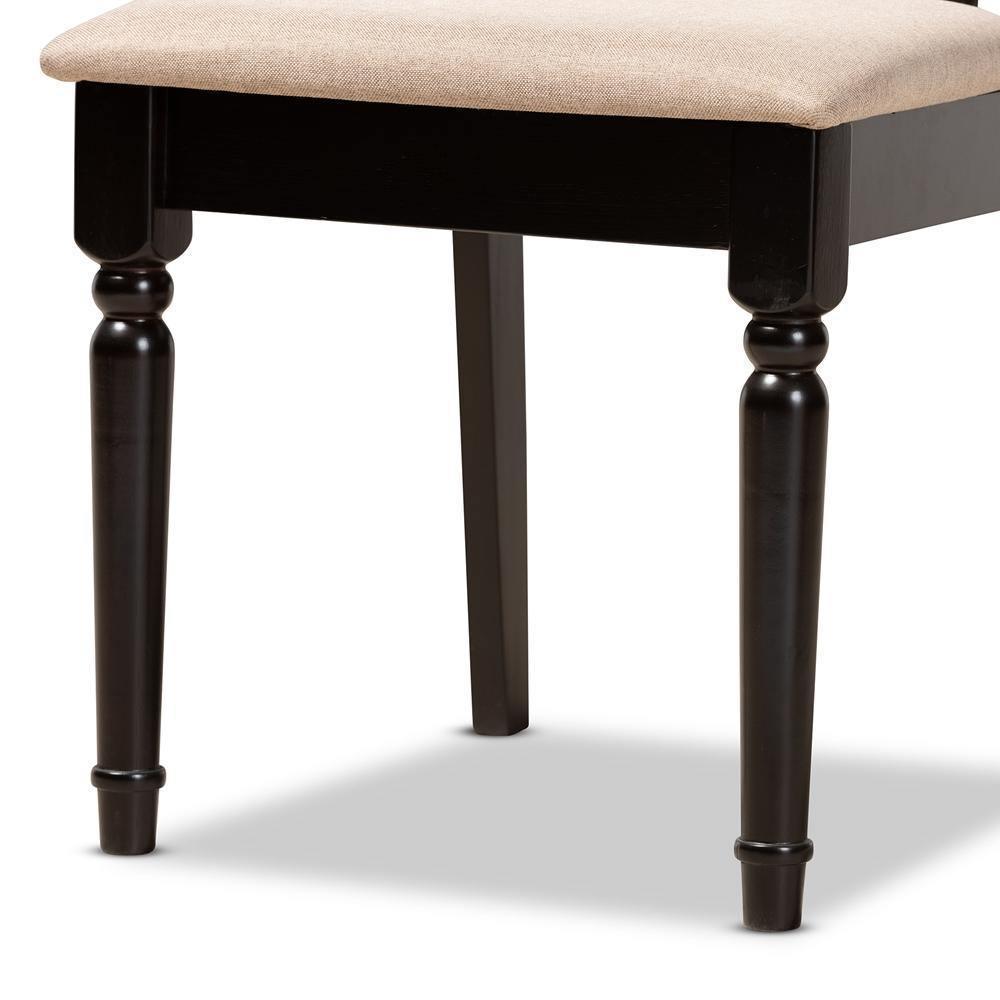 Anise Modern and Contemporary Sand Fabric Upholstered and Dark Brown Finished Wood 5-Piece Dining Set FredCo