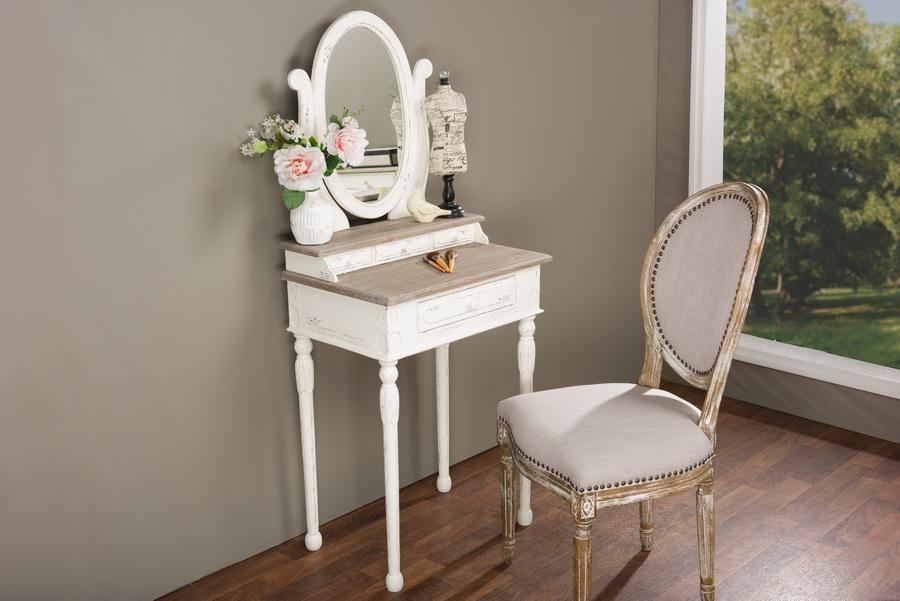 Anjou Traditional French Accent Dressing Vanity Table with Mirror FredCo