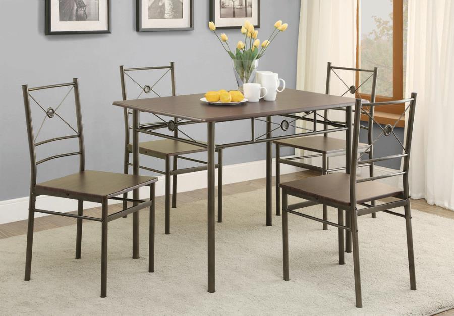 Anna 5-piece Rectangular Dining Set Dark Bronze 100033 Coaster FredCo