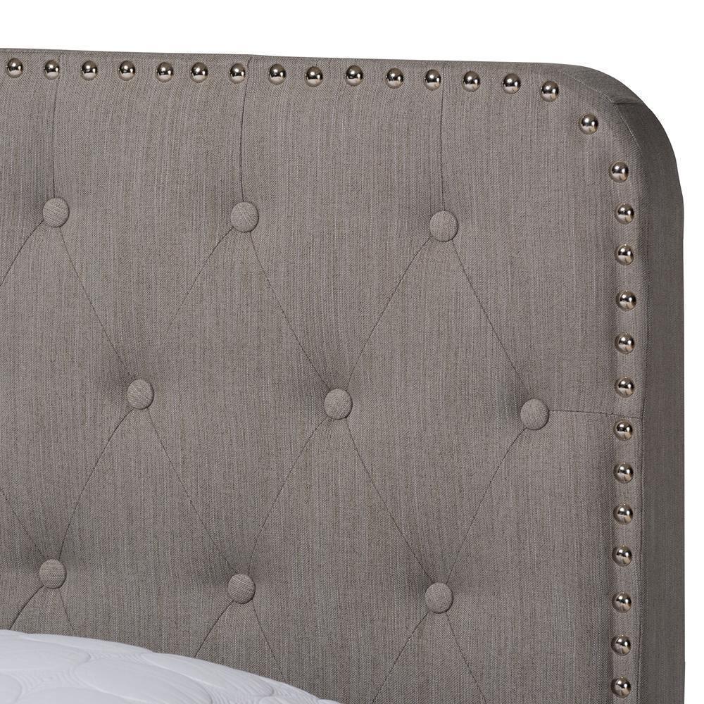 Annalisa Modern Transitional Grey Fabric Upholstered Button Tufted King Size Panel Bed FredCo
