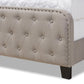 Annalisa Modern Transitional Grey Fabric Upholstered Button Tufted King Size Panel Bed FredCo