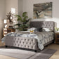 Annalisa Modern Transitional Grey Fabric Upholstered Button Tufted Queen Size Panel Bed FredCo