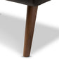 Annetha Mid-Century Modern Black Faux Leather Upholstered Walnut Finished Wood Ottoman FredCo