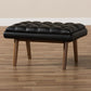 Annetha Mid-Century Modern Black Faux Leather Upholstered Walnut Finished Wood Ottoman FredCo