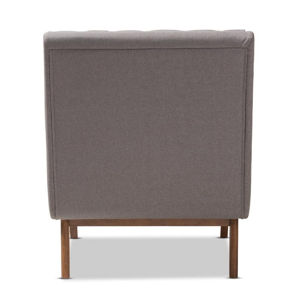 Annetha Mid-Century Modern Grey Fabric Upholstered Walnut Finished Wood Lounge Chair FredCo