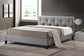 Annette Gray Linen Modern Bed with Upholstered Headboard - Full Size FredCo