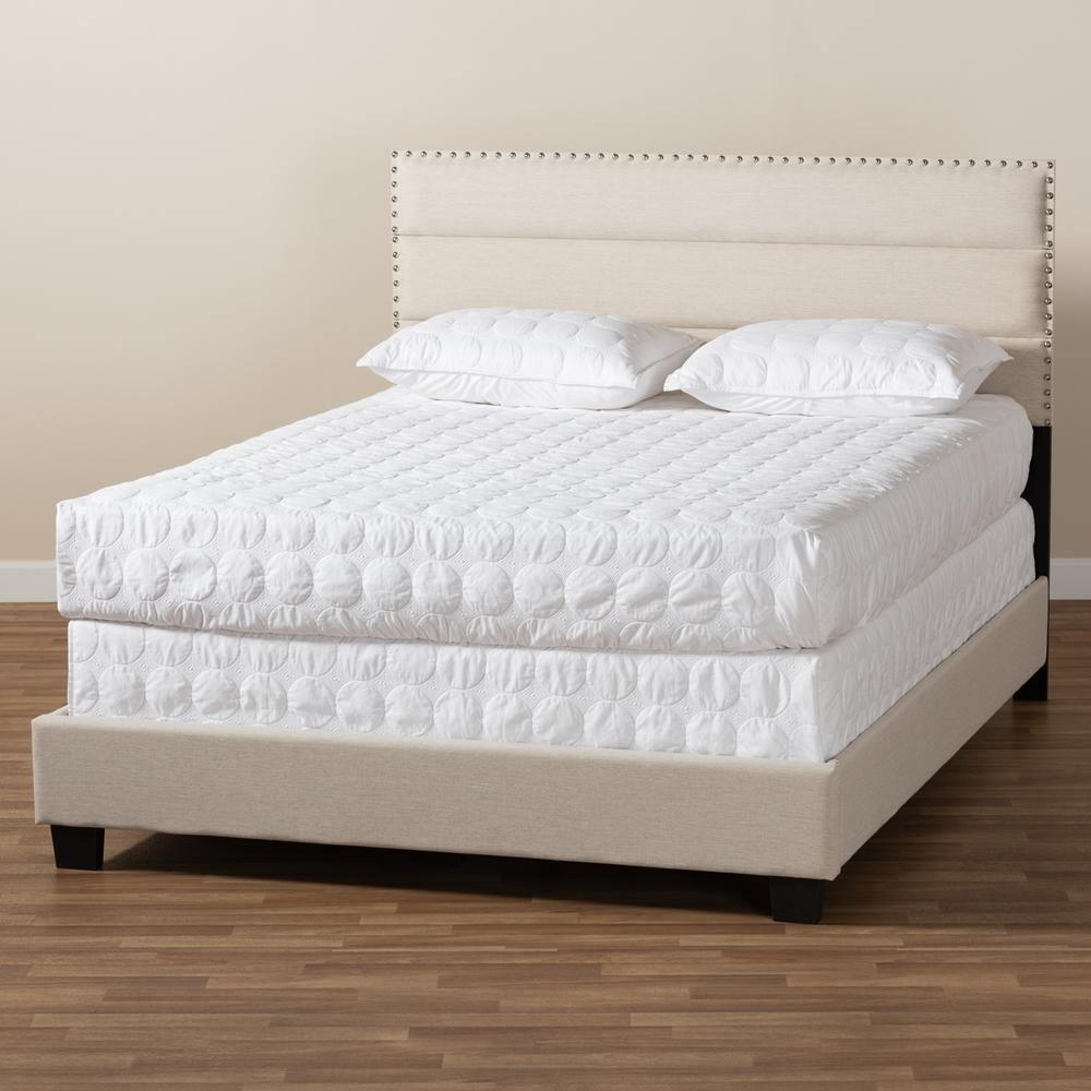 Ansa Modern and Contemporary Beige Fabric Upholstered Full Size Bed FredCo
