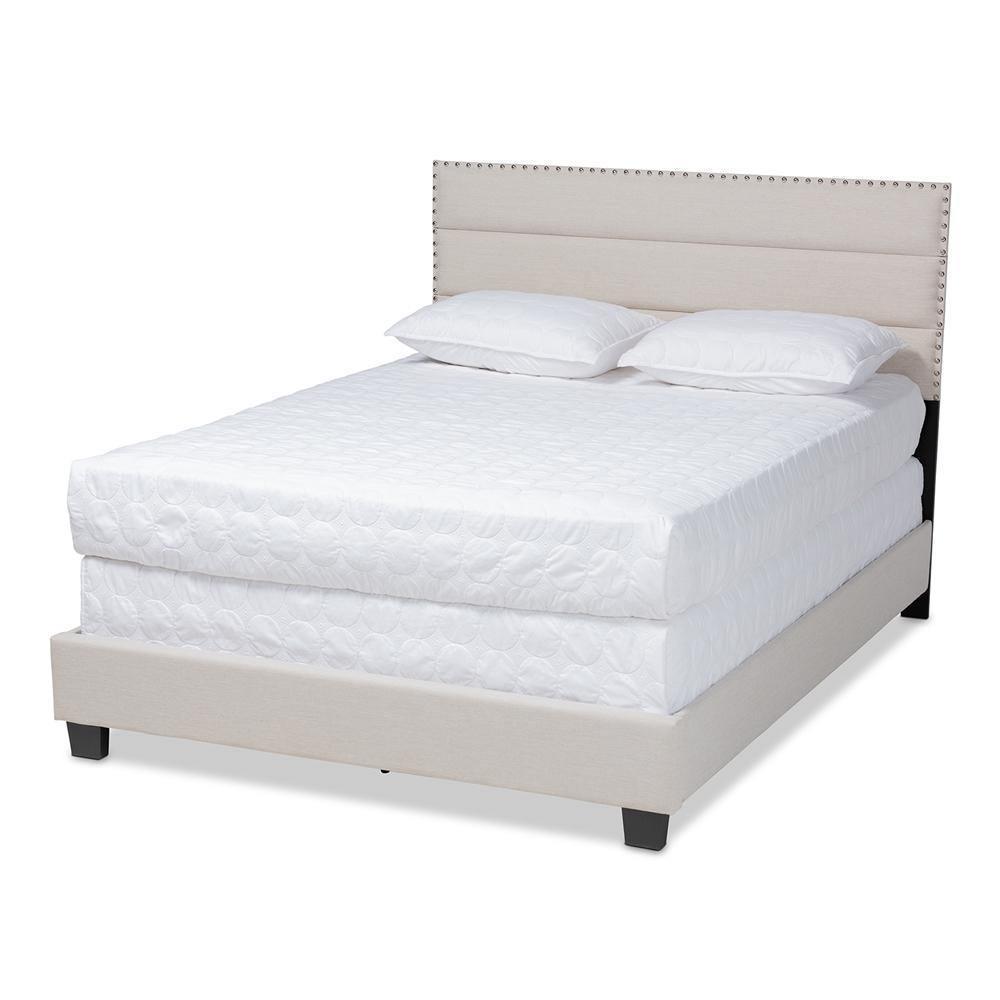 Ansa Modern and Contemporary Beige Fabric Upholstered Full Size Bed FredCo