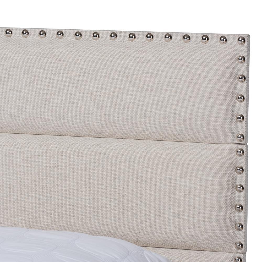 Ansa Modern and Contemporary Beige Fabric Upholstered King Size Bed FredCo