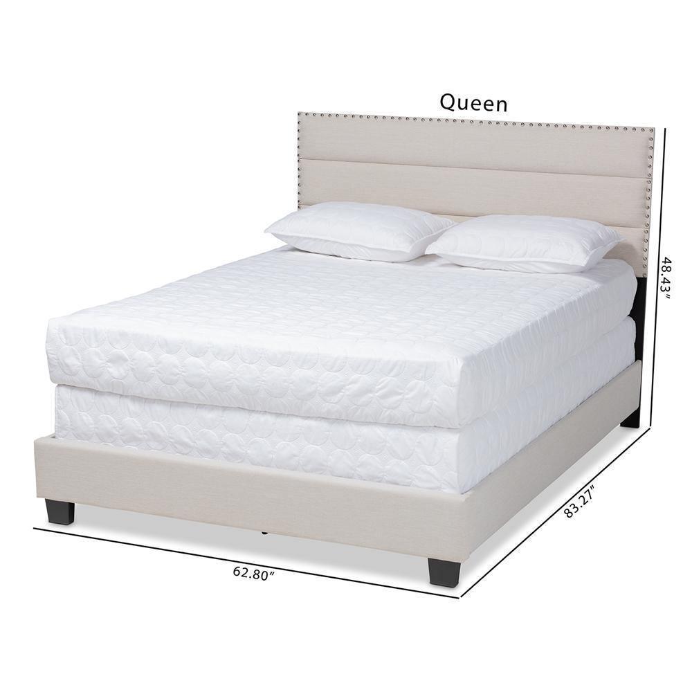 Ansa Modern and Contemporary Beige Fabric Upholstered Queen Size Bed FredCo