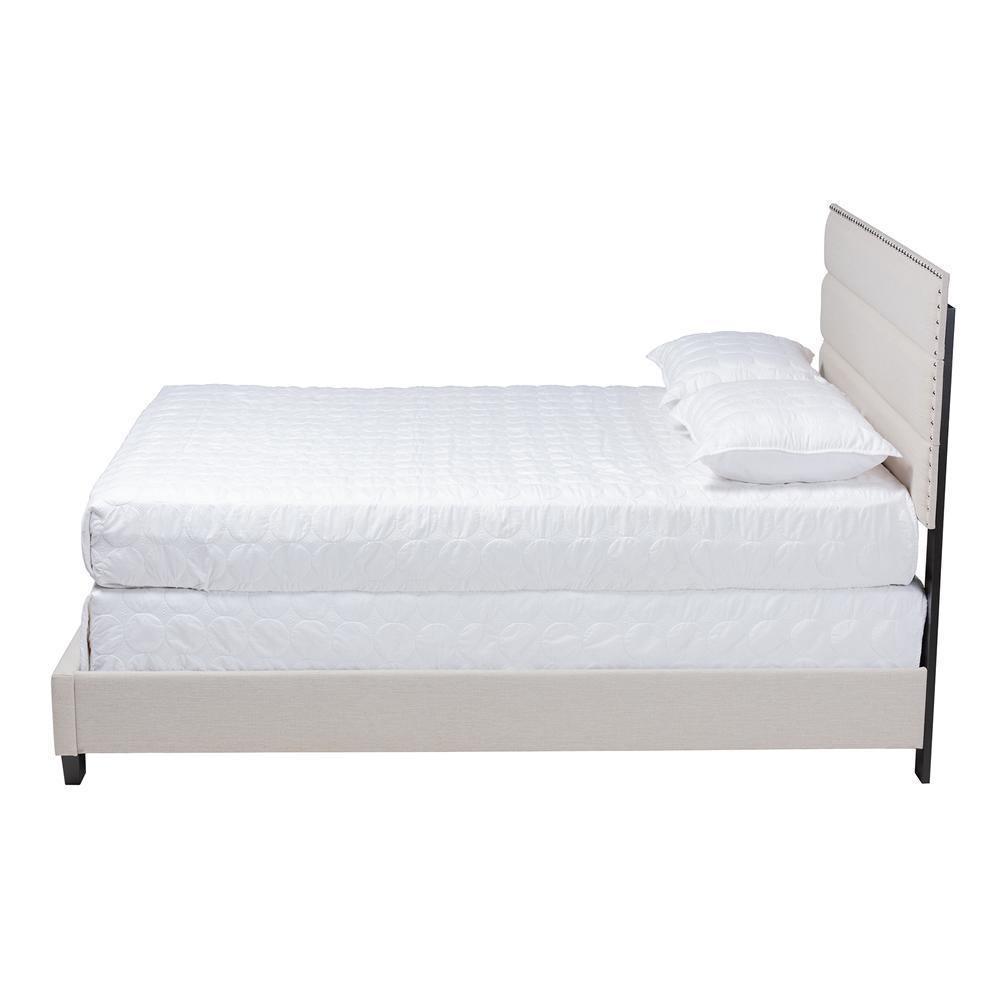 Ansa Modern and Contemporary Beige Fabric Upholstered Queen Size Bed FredCo