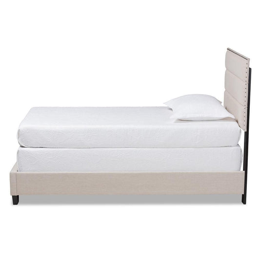 Ansa Modern and Contemporary Beige Fabric Upholstered Twin Size Bed FredCo