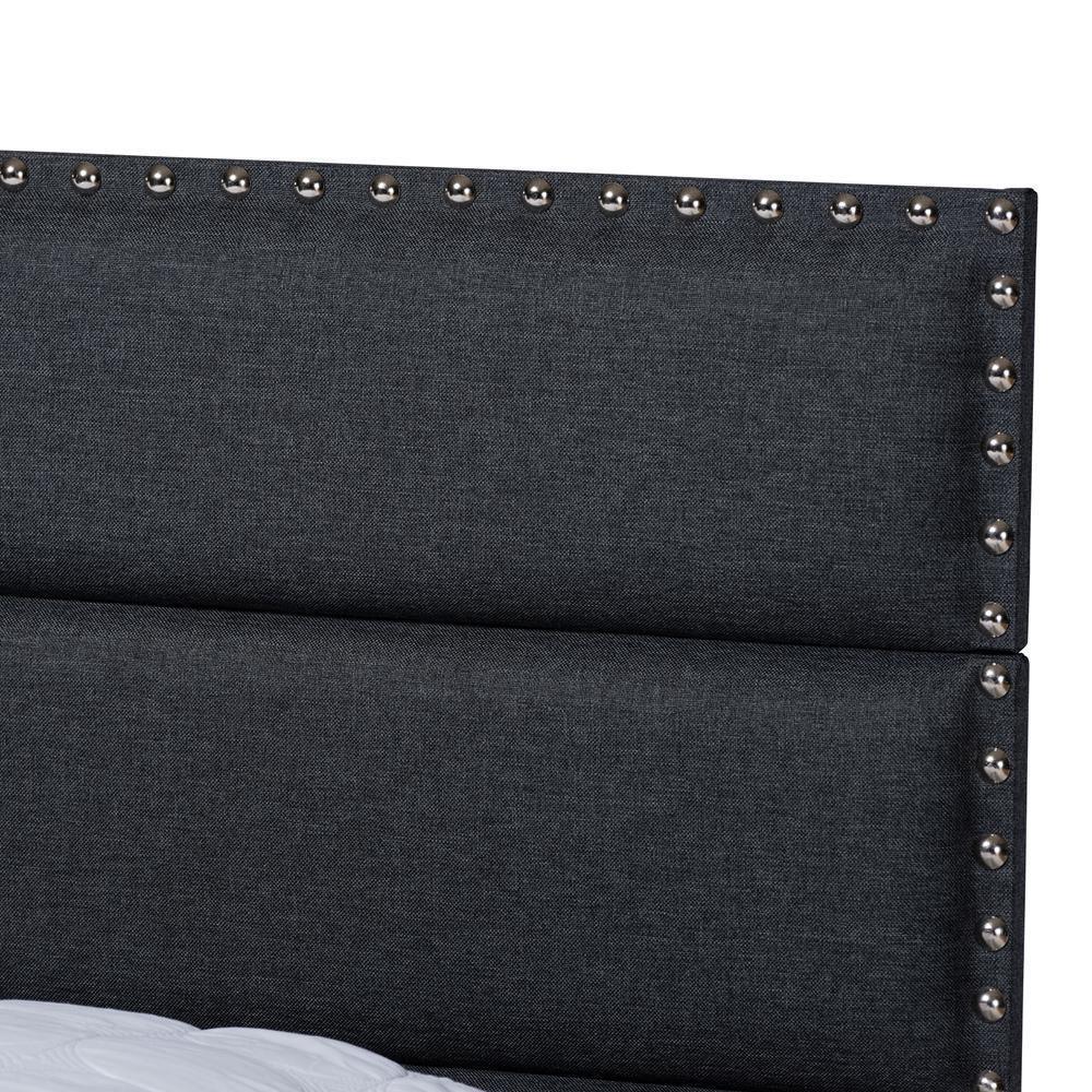Ansa Modern and Contemporary Dark Grey Fabric Upholstered King Size Bed FredCo
