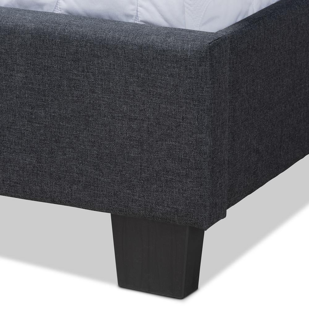 Ansa Modern and Contemporary Dark Grey Fabric Upholstered King Size Bed FredCo