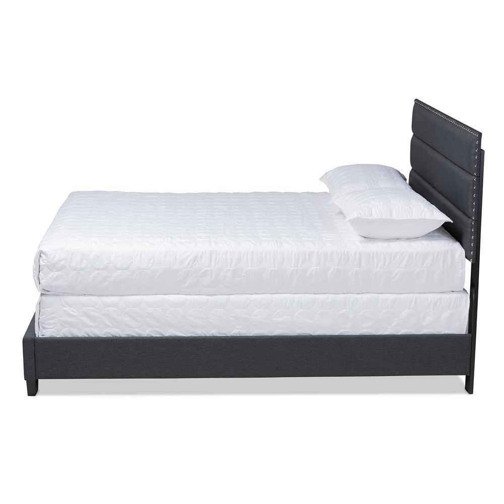 Ansa Modern and Contemporary Dark Grey Fabric Upholstered Queen Size Bed FredCo