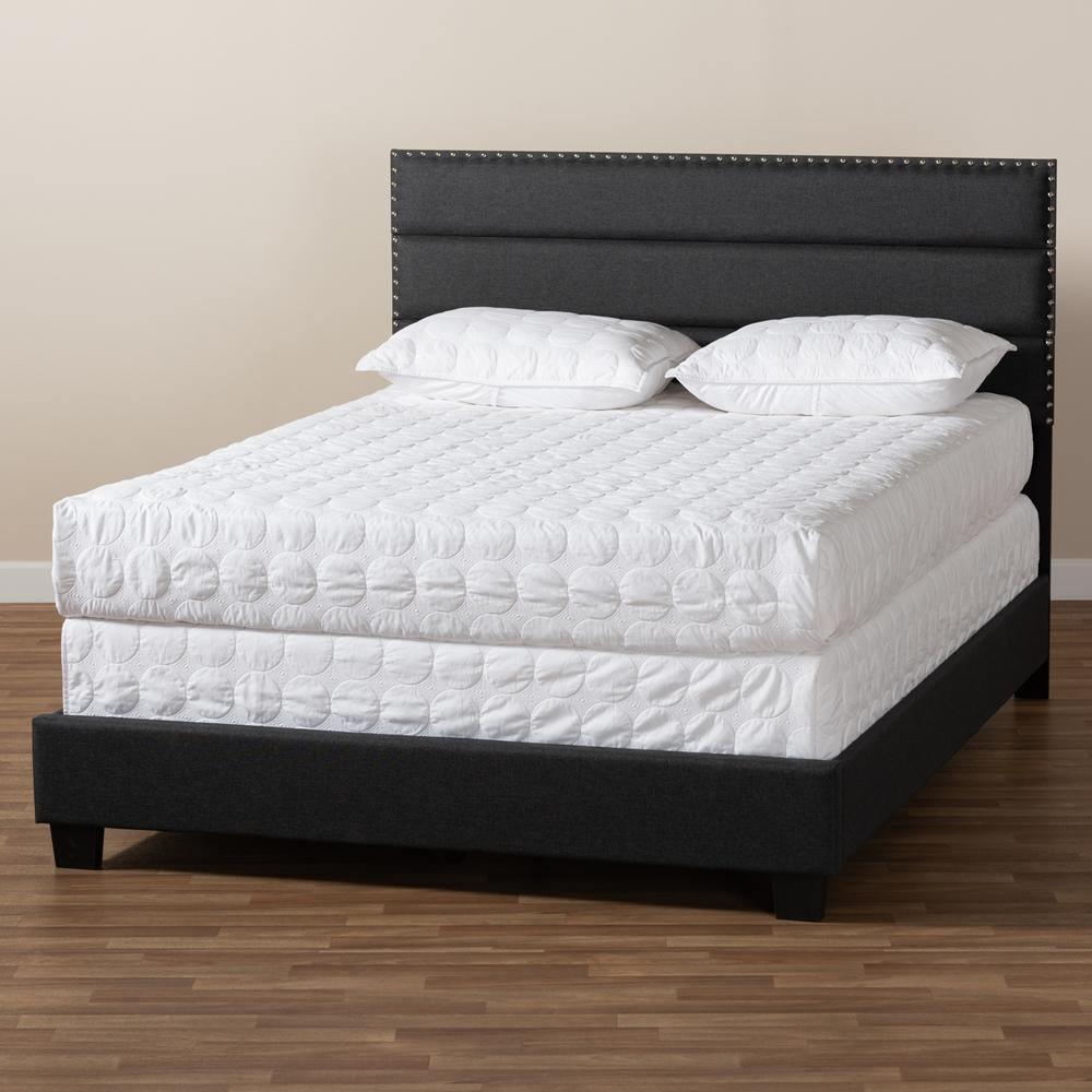 Ansa Modern and Contemporary Dark Grey Fabric Upholstered Queen Size Bed FredCo
