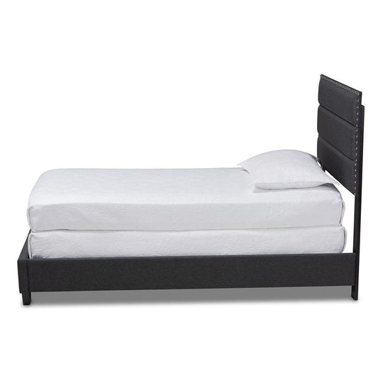 Ansa Modern and Contemporary Dark Grey Fabric Upholstered Twin Size Bed FredCo
