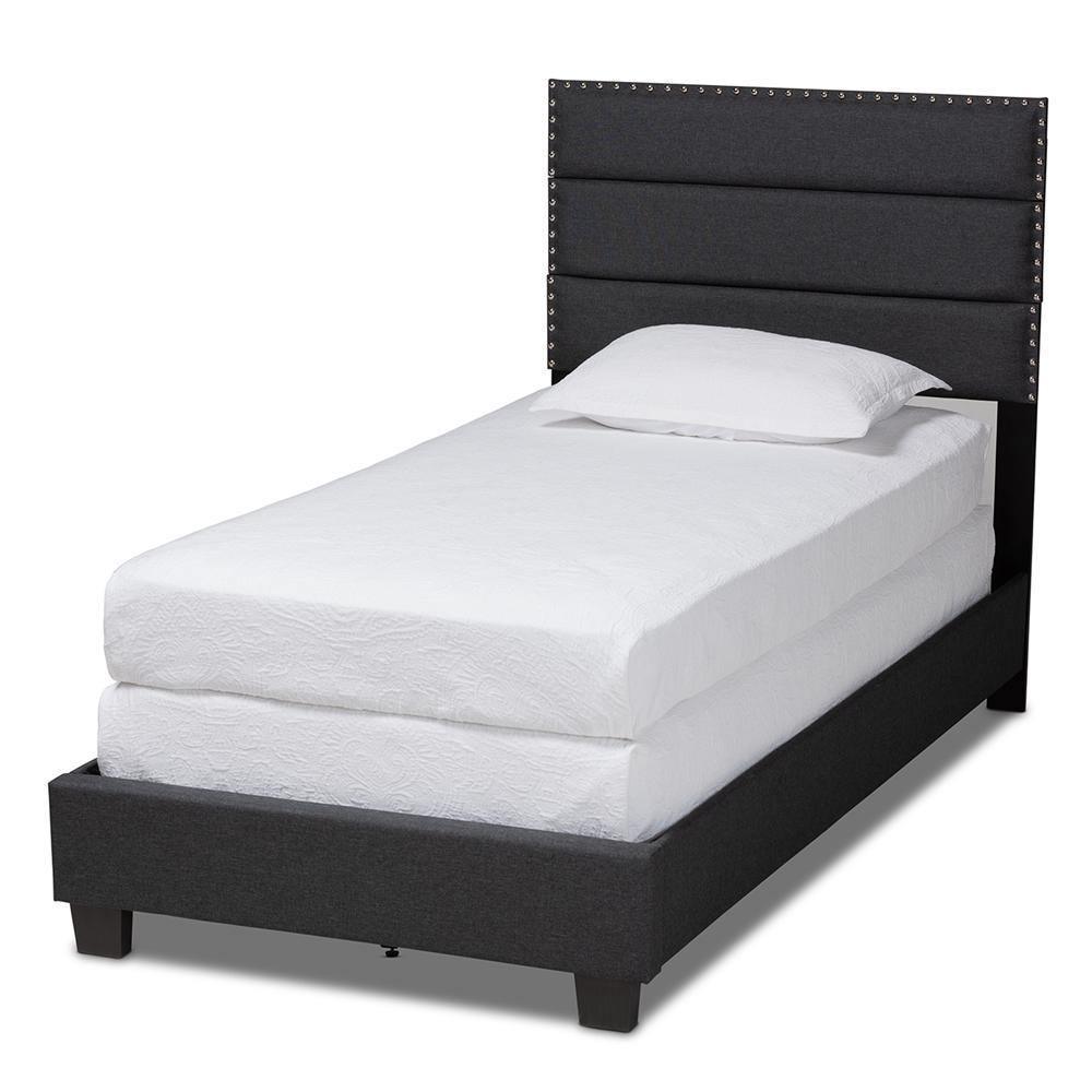 Ansa Modern and Contemporary Dark Grey Fabric Upholstered Twin Size Bed FredCo