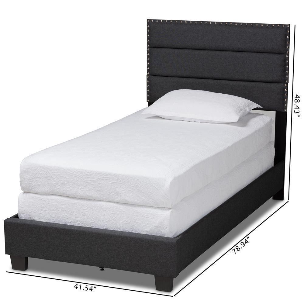 Ansa Modern and Contemporary Dark Grey Fabric Upholstered Twin Size Bed FredCo