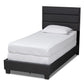 Ansa Modern and Contemporary Dark Grey Fabric Upholstered Twin Size Bed FredCo