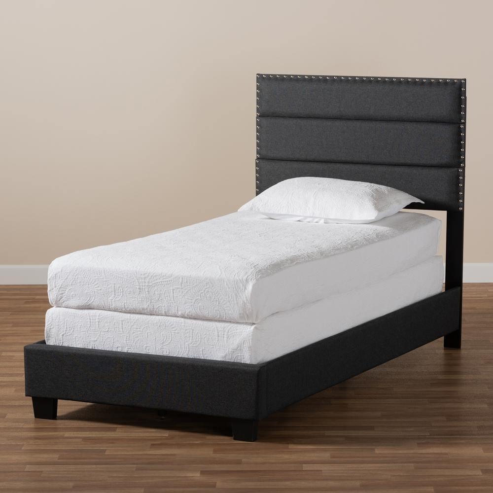 Ansa Modern and Contemporary Dark Grey Fabric Upholstered Twin Size Bed FredCo