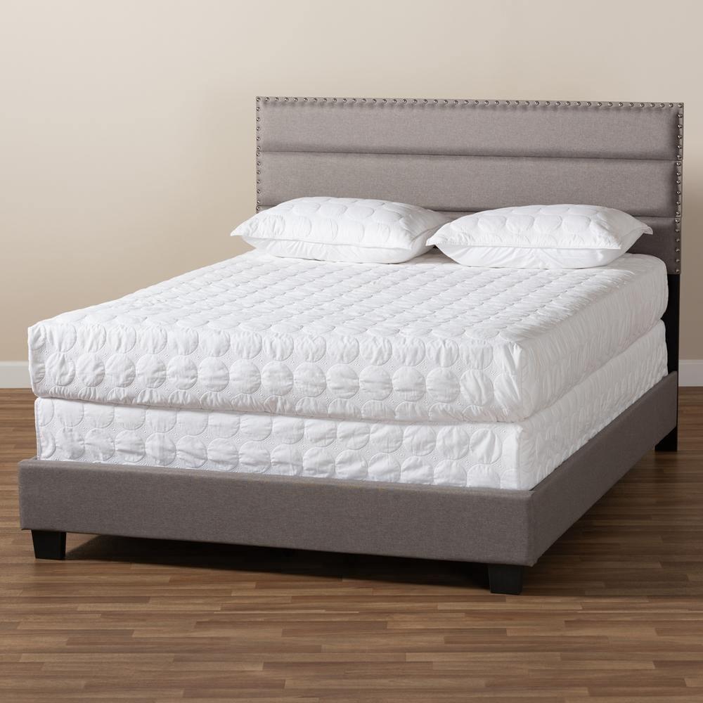 Ansa Modern and Contemporary Grey Fabric Upholstered Full Size Bed FredCo