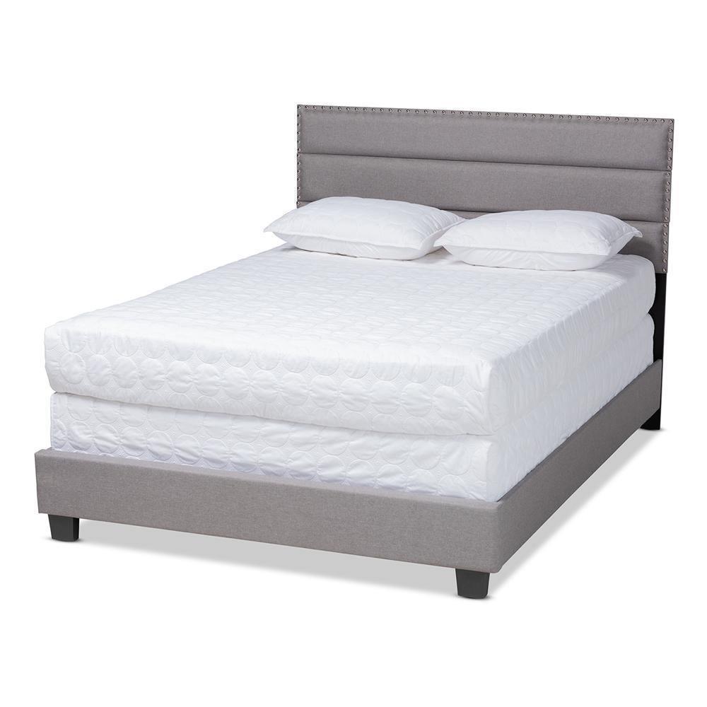 Ansa Modern and Contemporary Grey Fabric Upholstered King Size Bed FredCo