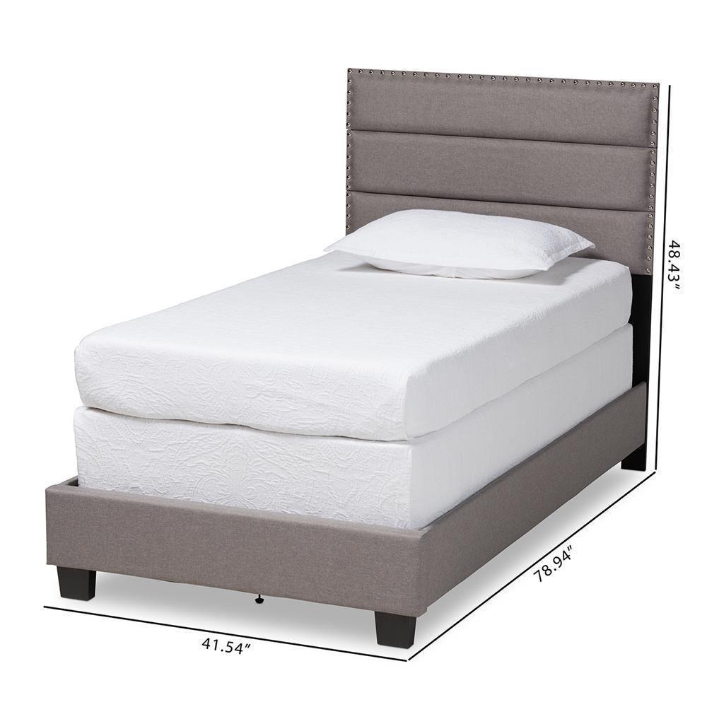 Ansa Modern and Contemporary Grey Fabric Upholstered Twin Size Bed FredCo