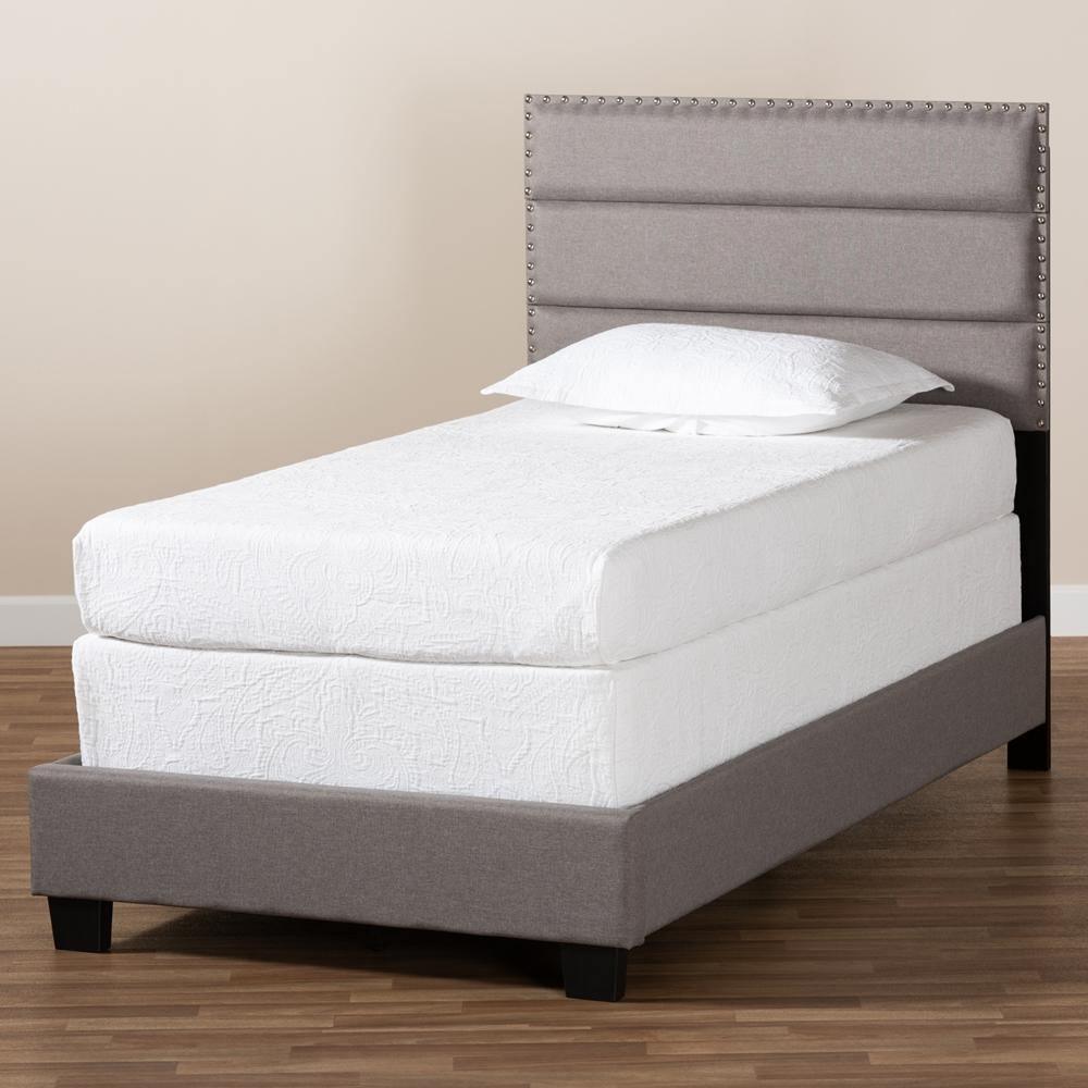 Ansa Modern and Contemporary Grey Fabric Upholstered Twin Size Bed FredCo