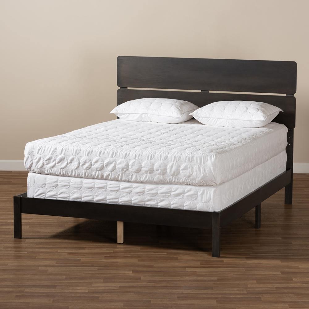 Anthony Modern and Contemporary Dark Grey Oak Finished Wood King Size Panel Bed FredCo