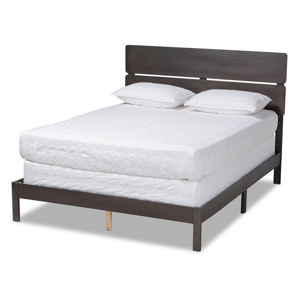 Anthony Modern and Contemporary Dark Grey Oak Finished Wood King Size Panel Bed FredCo