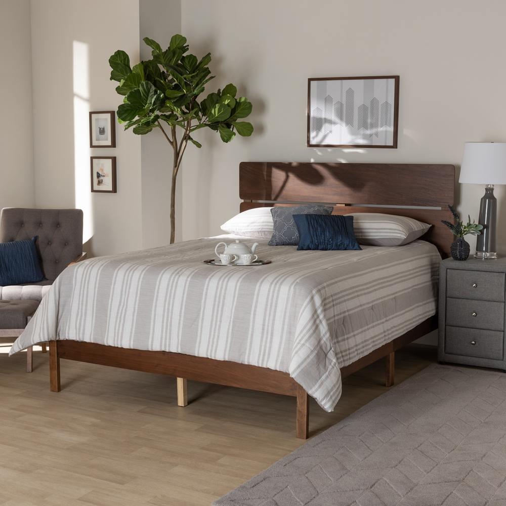 Anthony Modern and Contemporary Walnut Brown Finished Wood Full Size Panel Bed FredCo
